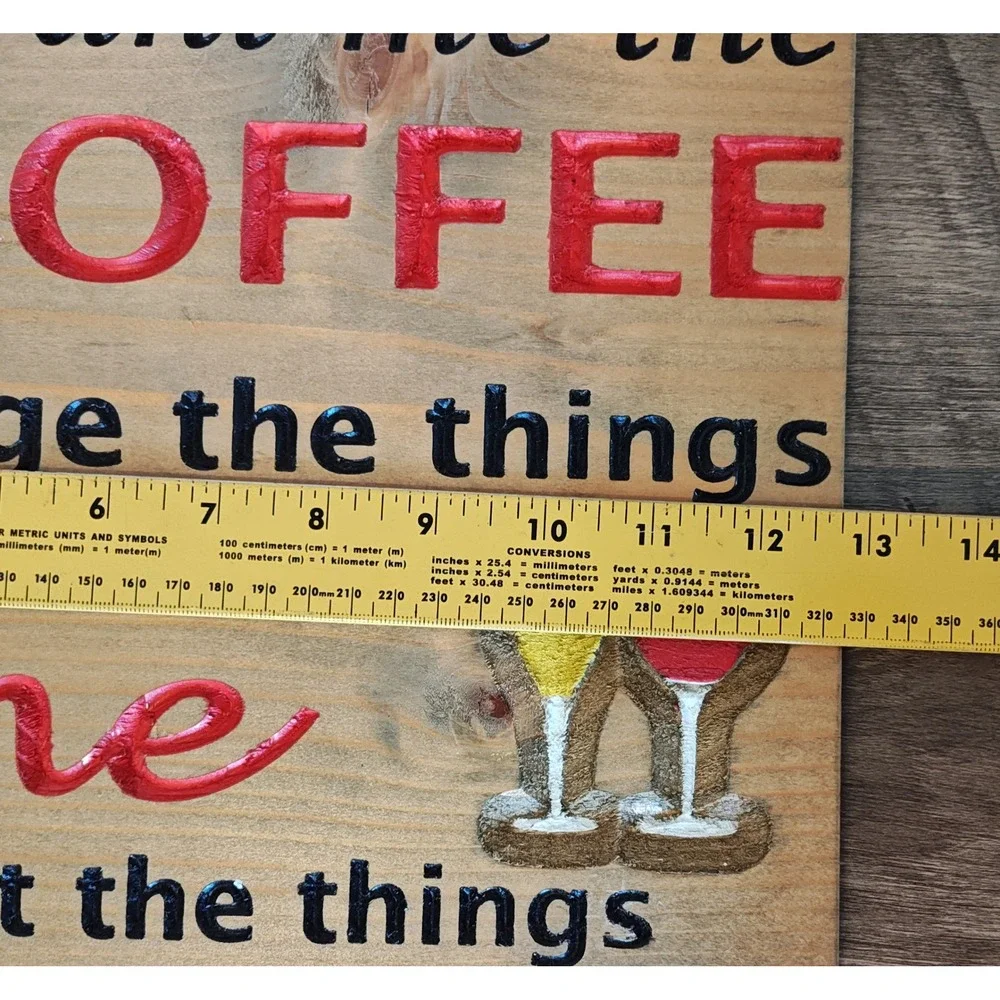 Handmade Wood Wall Sign 12X11 Large Brown Coffee Wine‎ Serenity Prayer Carved
